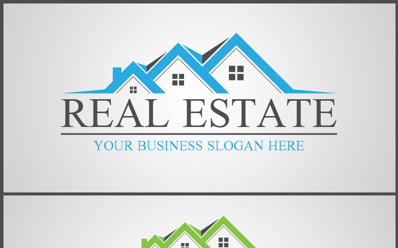 Download Шаблон логотипа "Real Estate Logo Template" / Real Estate Logo Template - Шаблон логотипа на тему графика logo template design reality real estate build building company corporate brand identity symbol graphic realestate builder branding logos color blue