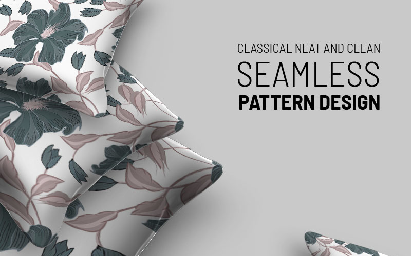 Download Pattern "Classic flowers with branches seamless design Pattern" / Classic flowers with branches seamless design Pattern - Pattern на тему графика 