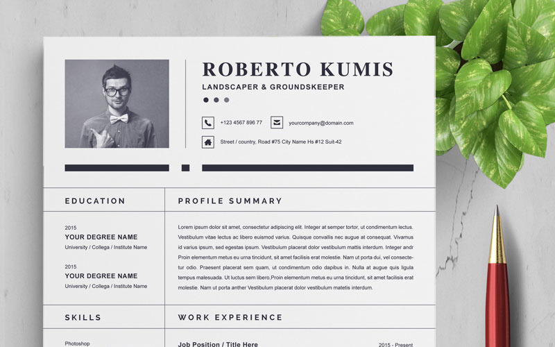 Download Резюме "Kumis Resume Template" / Kumis Resume Template - Резюме на тему графика 2 page a4 clean cv design elegant resume female feminine infographic letter minimalist modern portfolio professional indesign minimal pages