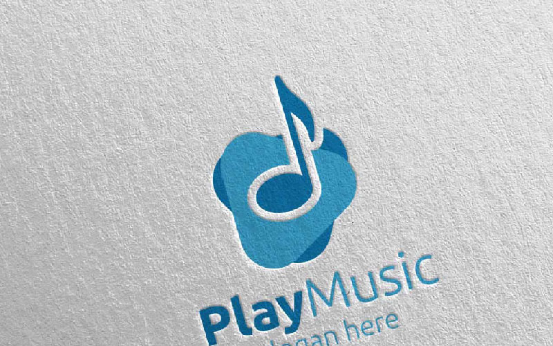 Abstracte muziek met notitie en speel concept 3 logo sjabloon