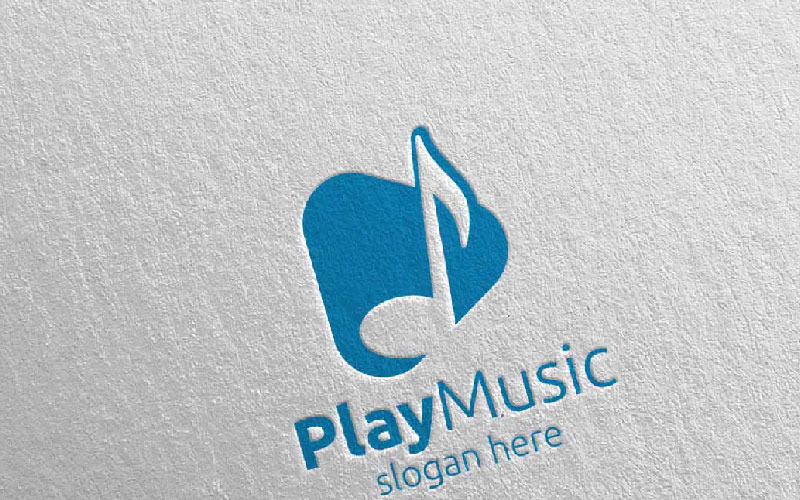 Abstracte muziek met notitie en speel Concept 4 logo sjabloon
