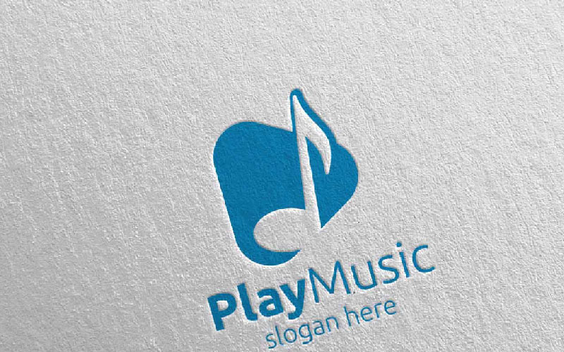 Download Шаблон логотипа "Abstract Music  with Note and Play Concept 4 Logo Template" / Abstract Music  with Note and Play Concept 4 Logo Template - Шаблон логотипа на тему графика music logo karaoke melody movie multimedia record voice singer note sound song play wave video volume audio vector compose disco