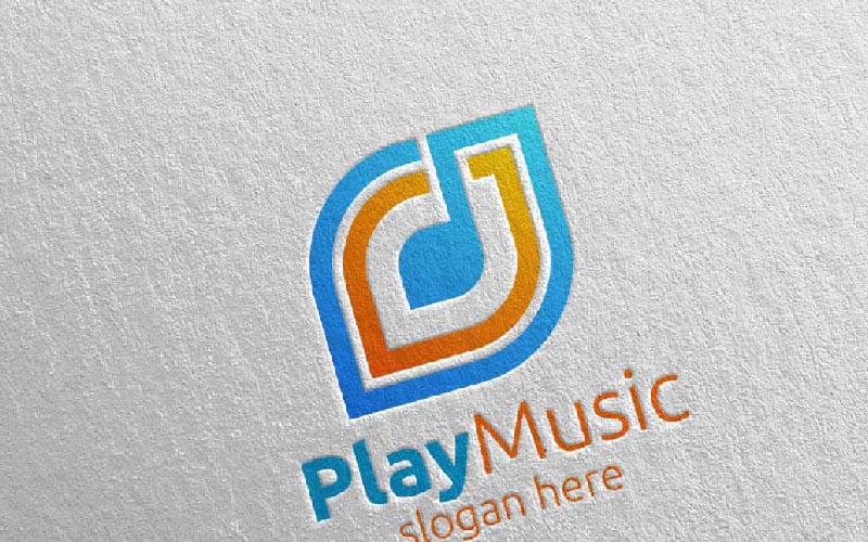 Abstract Music with Note and Play Concept 6 Logo Template