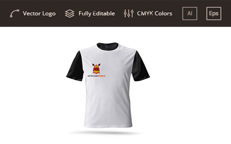 Download Шаблон логотипа "African Shield Logo Template" / African Shield Logo Template - Шаблон логотипа на тему графика african man shield