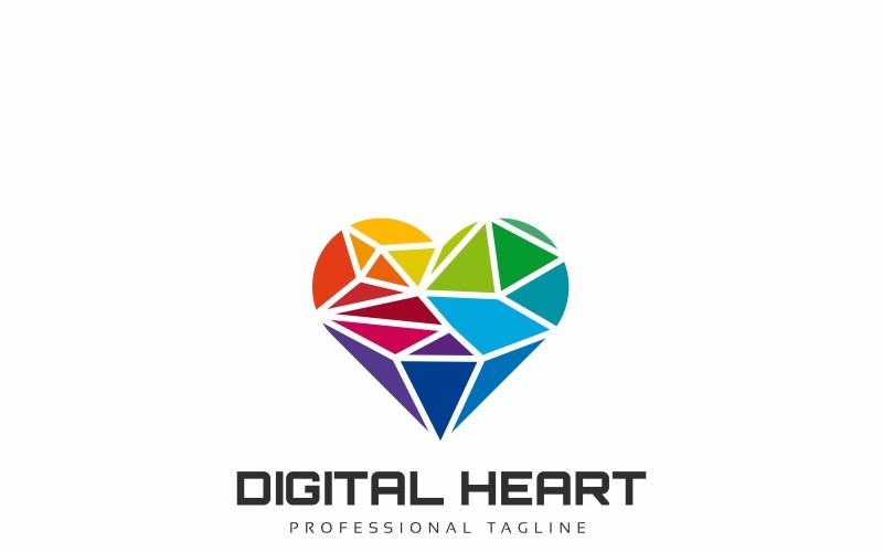 Download Шаблон логотипа "Digital Heart Logo Template" / Digital Heart Logo Template - Шаблон логотипа на тему графика agency data date dating site digital love friend friends friendship heart logo pixel lovers loving matrix meet meeting online people