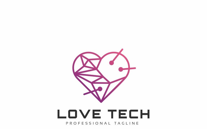 Download Шаблон логотипа "Love Tech Logo Template" / Love Tech Logo Template - Шаблон логотипа на тему графика app application care community date double education forum group heart hearth house love consultant hotel service villa mate mobile multimedia