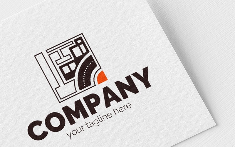 Download Шаблон логотипа "Urban Construction Logo Template" / Urban Construction Logo Template - Шаблон логотипа на тему графика square,construction,crane,road,city,houses,infrastructure,repair,works,urban,building,materials,sign,minimalism,one,color,two,colors,emblem