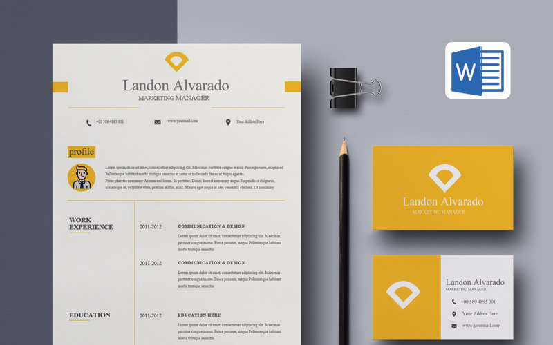 Download Резюме "Alvarado Resume Template" / Alvarado Resume Template - Резюме на тему графика resume cv creative clean word business card template corporate modern professional style alvarado ai psd