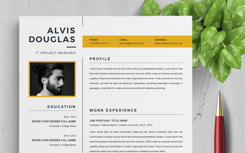 Download Резюме "Alvis Resume Template" / Alvis Resume Template - Резюме на тему графика 2 page a4 clean cv design elegant resume female feminine infographic letter minimalist modern portfolio professional indesign minimal pages