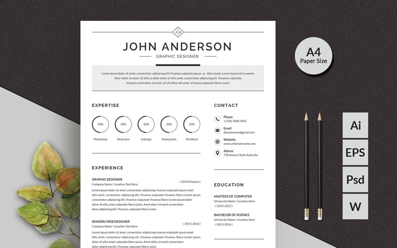 Download Резюме "Anderson Clean Resume Template" / Anderson Clean Resume Template - Резюме на тему графика resume cv clean creative word infographic modern professional student mac pages manager template bankers doctors job seekers
