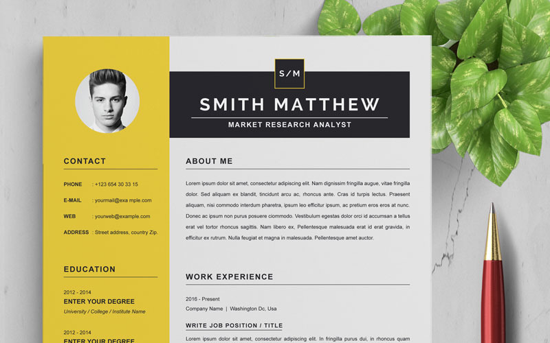 Download Резюме "Smith Resume Template" / Smith Resume Template - Резюме на тему графика 2 page a4 clean cv design elegant resume female feminine infographic letter minimalist modern portfolio professional indesign minimal pages