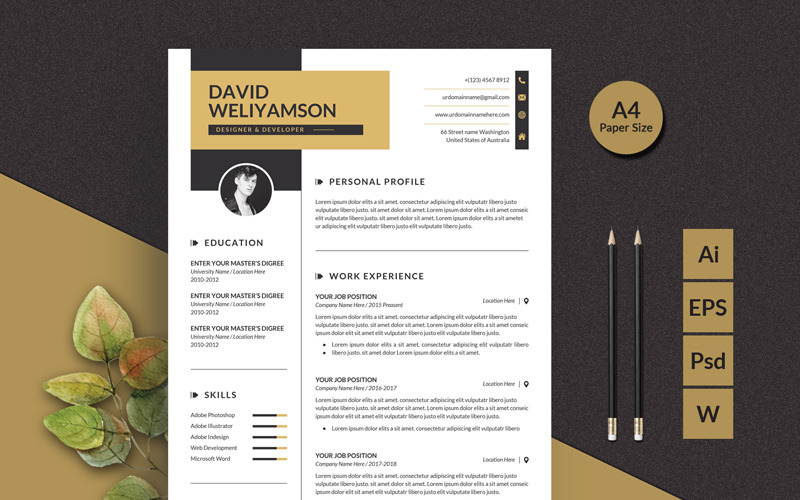 Download Резюме "Weliyamson Modern Resume Template" / Weliyamson Modern Resume Template - Резюме на тему графика resume cv clean creative word infographic modern professional student mac pages manager template bankers doctors job seekers