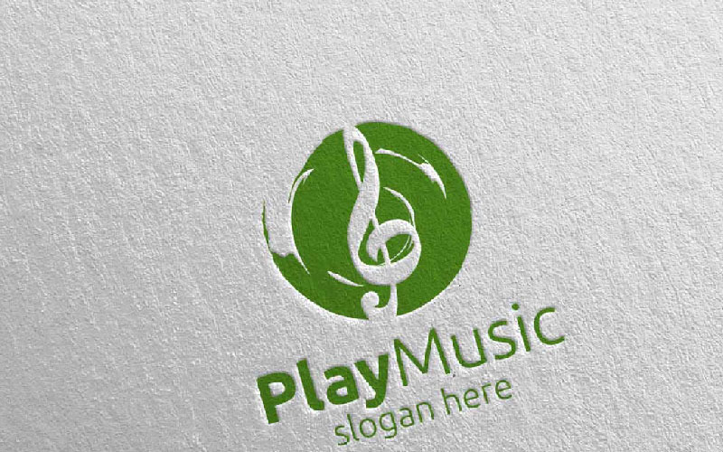 Abstracte muziek met notitie en speel Concept 44 Logo sjabloon