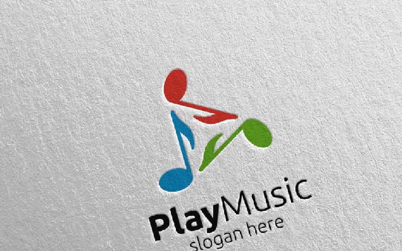 Download Шаблон логотипа "Abstract Music with Play Concept 49 Logo Template" / Abstract Music with Play Concept 49 Logo Template - Шаблон логотипа на тему графика music logo karaoke melody movie multimedia record voice singer note sound song play video volume audio vector compose disco abstract