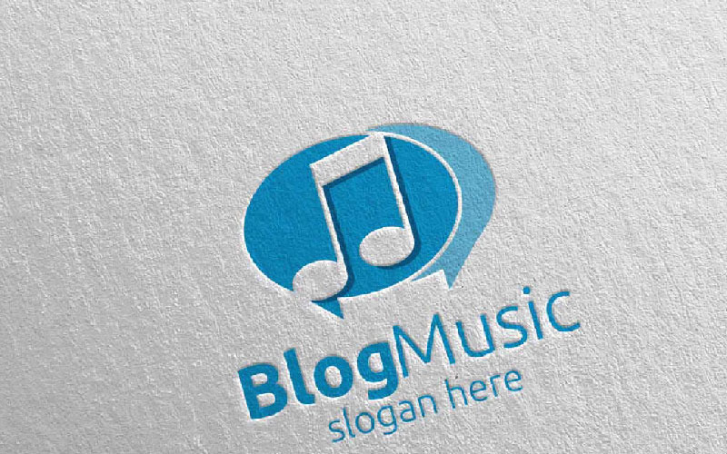 Download Шаблон логотипа "Blog Music with Note Concept 41 Logo Template" / Blog Music with Note Concept 41 Logo Template - Шаблон логотипа на тему графика music logo karaoke melody movie multimedia record voice singer note sound song play wave video volume audio vector compose blog