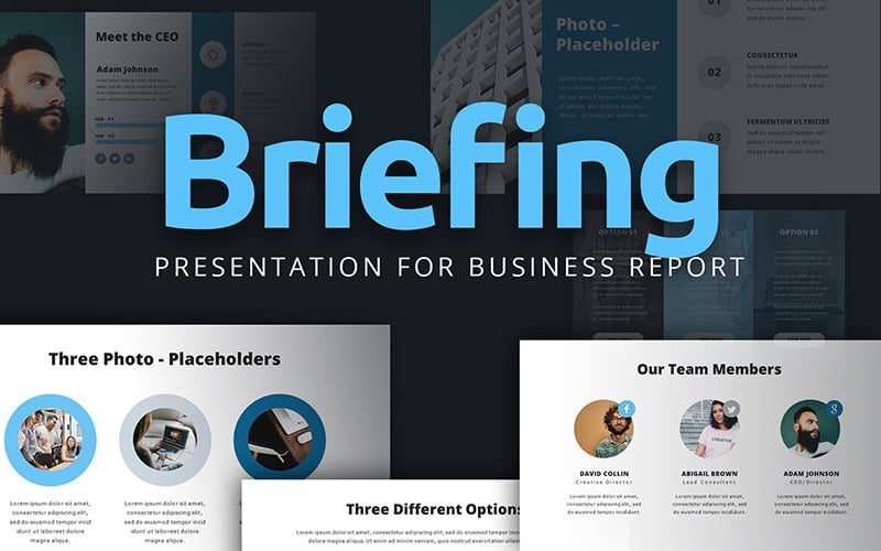 Briefing Presentation For Business Report PowerPoint template