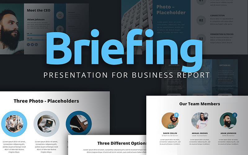 Briefingová prezentace pro šablonu Business Report PowerPoint