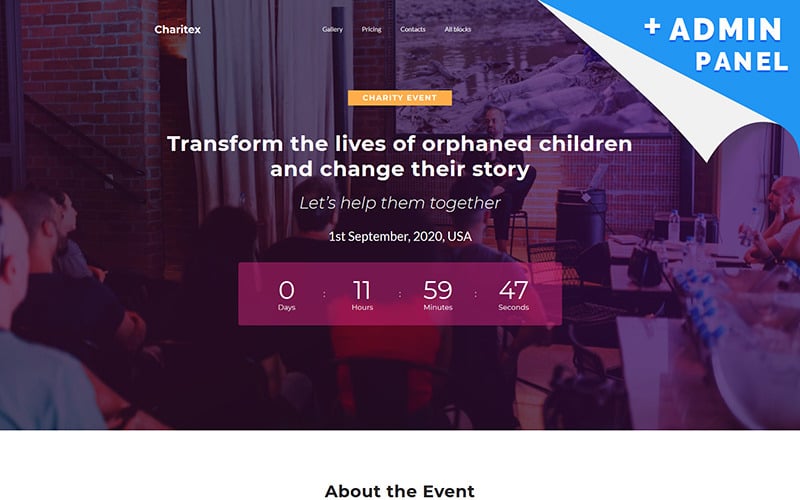 Charitex - Event Planner Landing Page Template