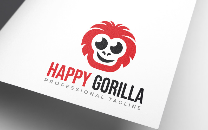 Download Шаблон логотипа "Happy Gorilla Logo Template" / Happy Gorilla Logo Template - Шаблон логотипа на тему графика logo,design,wild,animals,beast,big,branding,brave,chimp,club,creative,gorilla,head,king,mascot,media,monkey,happy,smile,chimpanzee