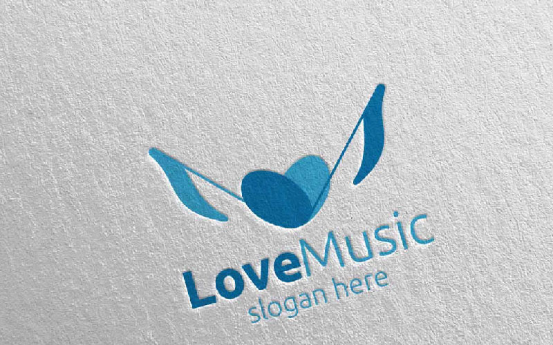 Download Шаблон логотипа "Love Music with Note and Love Concept 50 Logo Template" / Love Music with Note and Love Concept 50 Logo Template - Шаблон логотипа на тему графика music logo karaoke melody movie multimedia record voice singer note sound song play video volume audio vector compose disco love