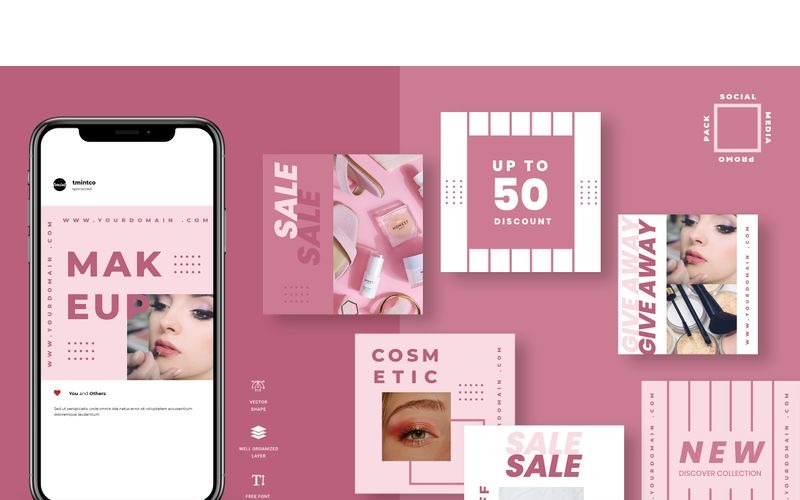 Download Шаблон для соцсетей "Five - Duotone Instagram Post Social Media Template" / Five - Duotone Instagram Post Social Media Template - Шаблон для соцсетей на тему графика 