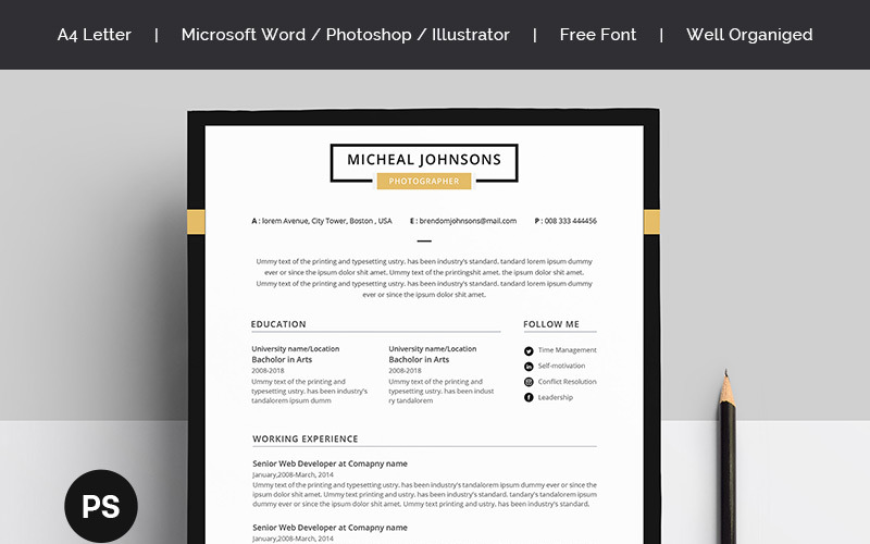 Download Резюме "Micheal Johnsons Resume Template" / Micheal Johnsons Resume Template - Резюме на тему графика 