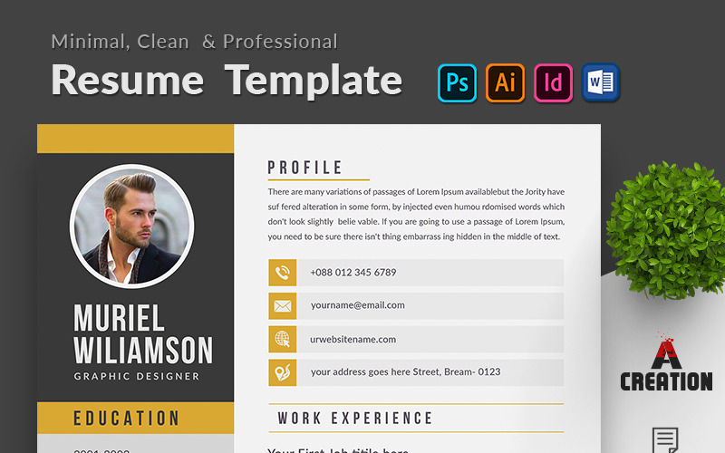 Download Резюме "Muriel Williamson Resume Template" / Muriel Williamson Resume Template - Резюме на тему графика a4 bundle classic clean cv job minimalist download layout template word simple application student objective modern 2pageresume coverletter