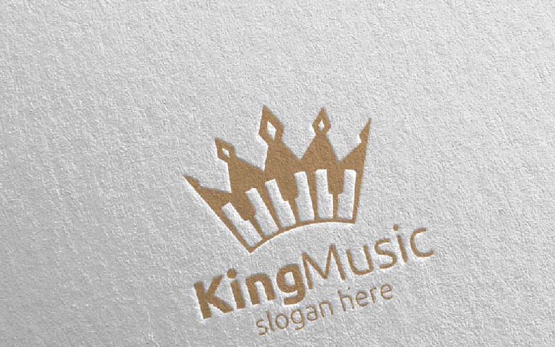 Download Шаблон логотипа "Music with King and Piano Concept 27 Logo Template" / Music with King and Piano Concept 27 Logo Template - Шаблон логотипа на тему графика music logo karaoke melody movie multimedia record voice singer note sound song play video volume audio vector compose king