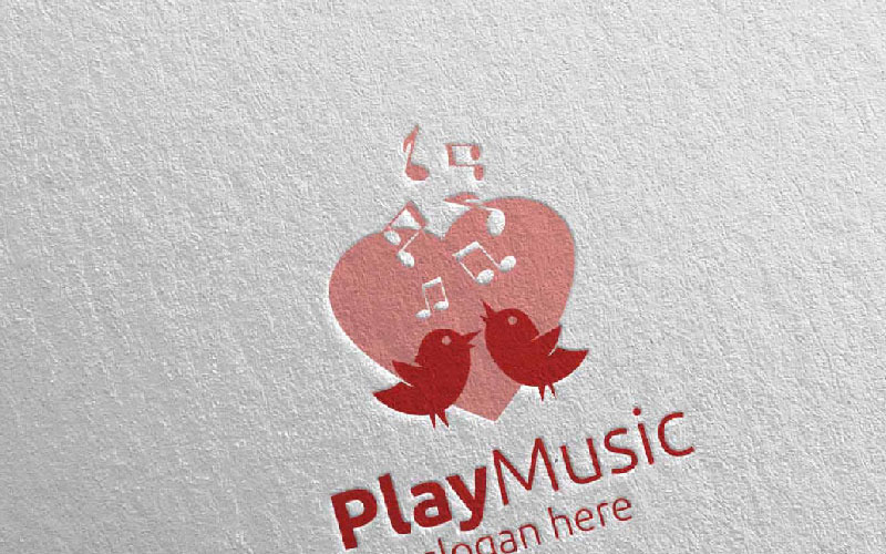Download Шаблон логотипа "Music with Love and Bird Concept 56 Logo Template" / Music with Love and Bird Concept 56 Logo Template - Шаблон логотипа на тему графика music logo karaoke melody movie multimedia record voice singer note sound song play video volume audio vector composeundefined love bird