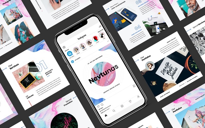 Nevtunas - Business Instagram PowerPoint-mall
