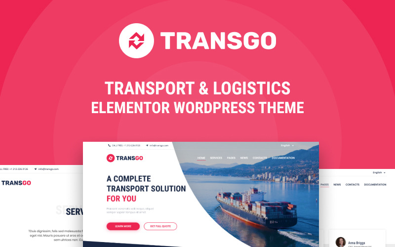 TransGo – Téma WordPress Elementor Transport & Logistics (podporováno RTL)