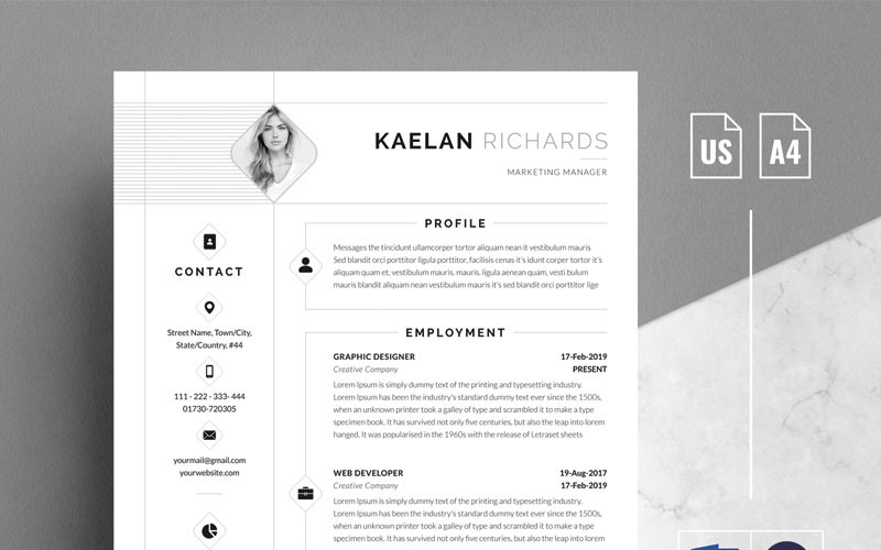 Download Резюме "Word &amp; Cover Letter Resume Template" / Word &amp; Cover Letter Resume Template - Резюме на тему графика resume,template,stationery,minimal,clean,creative,modern,professional,infographic,mac,pages,design,word,cv,coverletter,a4,us,bundle,pack,vitae