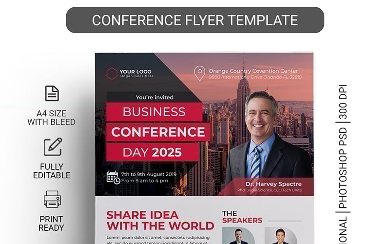 Download Фирменный стиль "CONFERENCE FLYER 04 - Corporate Identity Template" / CONFERENCE FLYER 04 - Corporate Identity Template - Фирменный стиль на тему графика a4 annual business company conference conference flyer convention corporate flyer event expo leaflet magazine marketing meeting multipurpose newspaper pamphlet poster