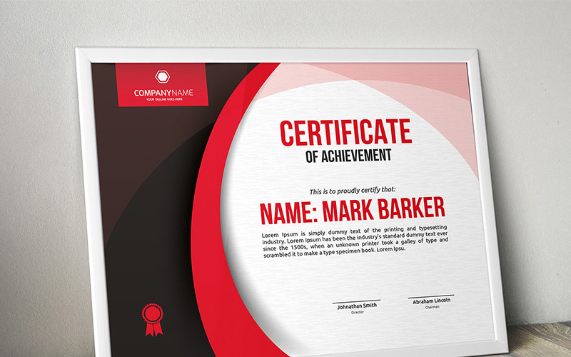 Download Шаблон сертификата "Curvy Corporate Certificate Template" / Curvy Corporate Certificate Template - Шаблон сертификата на тему графика certificate corporate decorative diploma elegant excellence frame graduation green modern multicolor ornament ornaments paper print ready template professional red simple