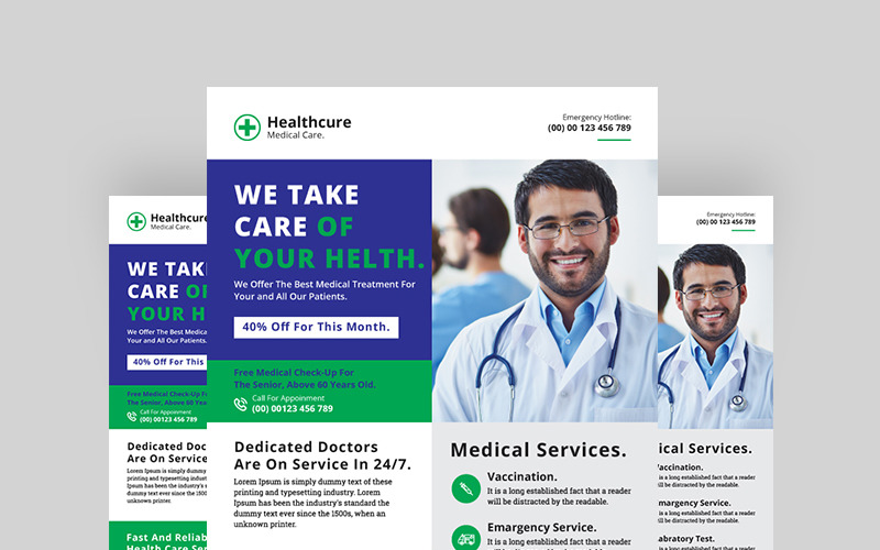Download Фирменный стиль "Hospital Flyer - Corporate Identity Template" / Hospital Flyer - Corporate Identity Template - Фирменный стиль на тему графика flyer flyerdesign design medicalflyer clinic lab doctor hospital treatement marketing branding professional official