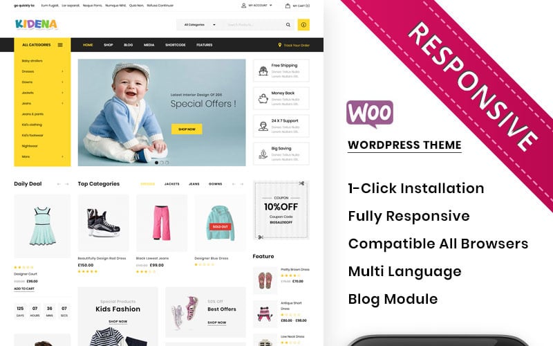 Kidena - Адаптивна тема WooCommerce для дитячого магазину