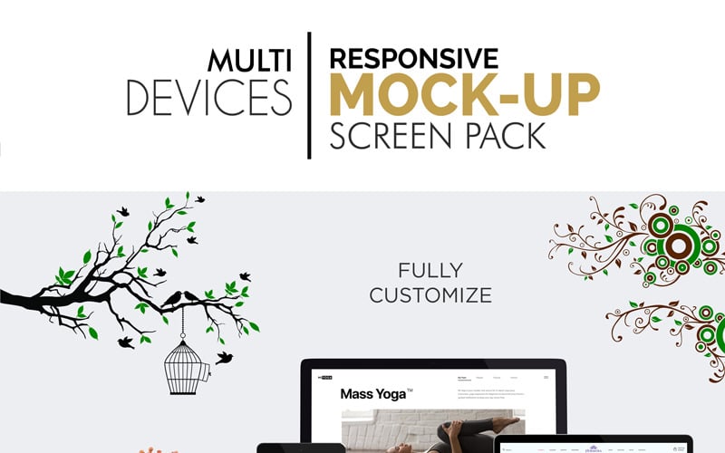 Makieta produktu Responsive Screen Pack dla wielu urządzeń
