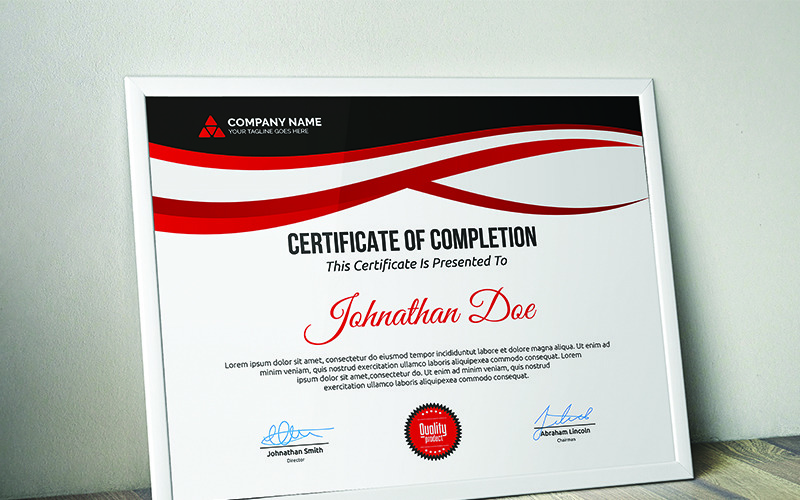 Download Шаблон сертификата "Modern Wavy Certificate Template" / Modern Wavy Certificate Template - Шаблон сертификата на тему графика certificate corporate decorative diploma elegant excellence frame graduation green modern multicolor ornament ornaments paper print ready template professional red simple