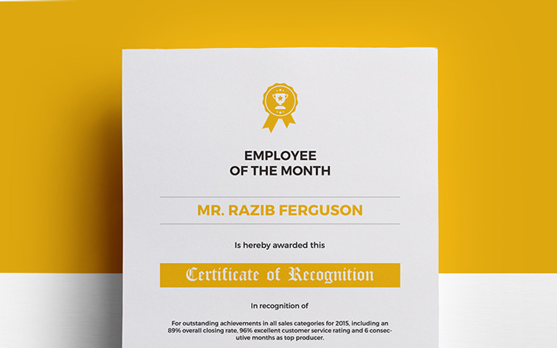 Download Шаблон сертификата "Recognition Design Certificate Template" / Recognition Design Certificate Template - Шаблон сертификата на тему графика certificate design clean yellow modern recognition awards certificates course elegant multipurpose