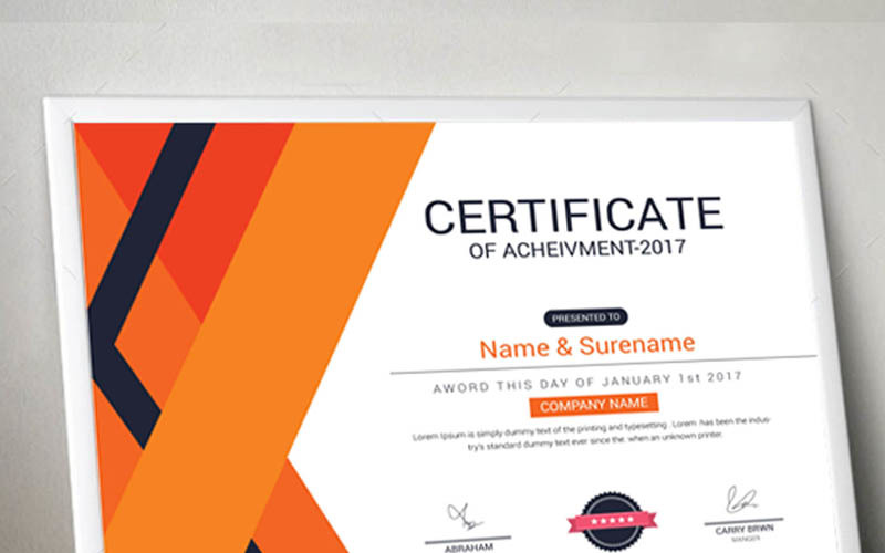Download Шаблон сертификата "School Certificate Template" / School Certificate Template - Шаблон сертификата на тему графика a4 ai brand identity branding clean letterhead corporate eps minimal modern professional psd stationary word template certificate