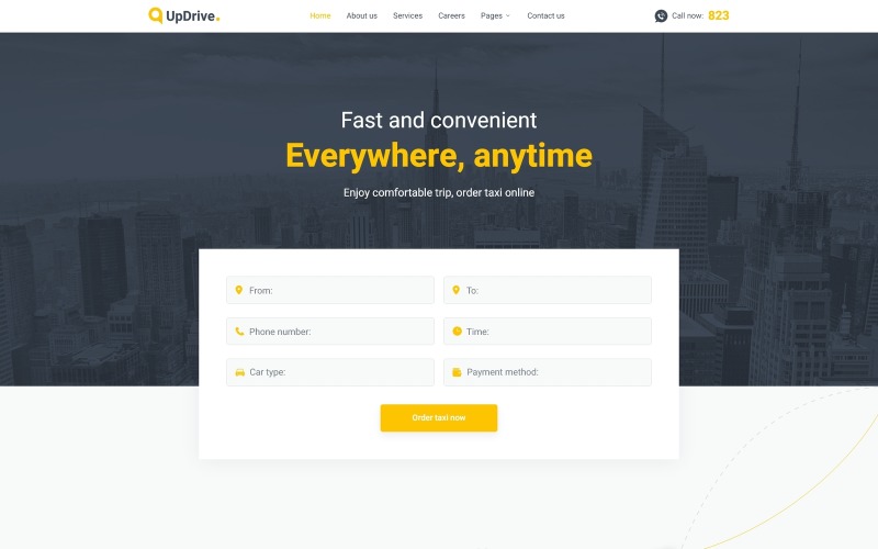 UpDrive - Modello di sito web del servizio taxi online