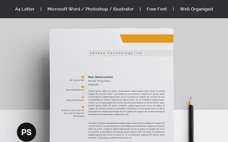 Download Фирменный стиль "Venkas - Corporate Identity Template" / Venkas - Corporate Identity Template - Фирменный стиль на тему графика corporate stationary letterhead a4 minimal