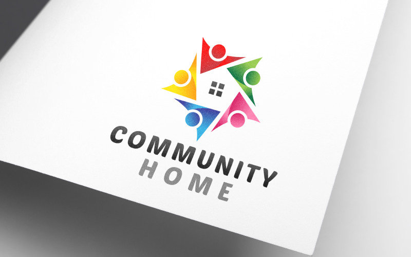 Download Шаблон логотипа "Colorful Community Home Logo Template" / Colorful Community Home Logo Template - Шаблон логотипа на тему графика logo,design,team,work,home,house,real,estate,colorful,creative,business,circle,collaboration,communication,community,people,help,human,resources,man