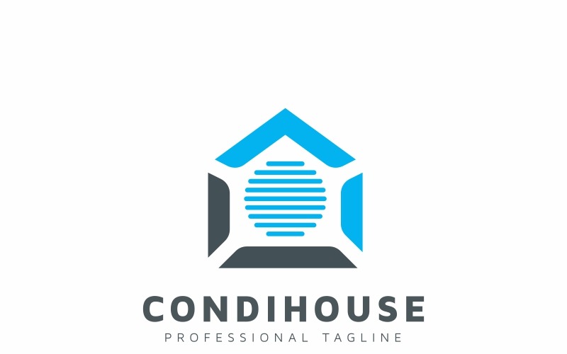 Download Шаблон логотипа "Conditioner House Logo Template" / Conditioner House Logo Template - Шаблон логотипа на тему графика air conditioner branding build company cool eco energy fix green guard home house insulator maintenance protect relax safe save weather
