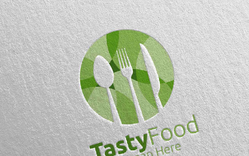 Download Шаблон логотипа "Healthy Food   for Restaurant or Cafe 2 Logo Template" / Healthy Food   for Restaurant or Cafe 2 Logo Template - Шаблон логотипа на тему графика food logo fork fresh cafe catering chef cooking restaurant knife diet eat eco green kitchen vegetarian spoon supplement nutrition vegan