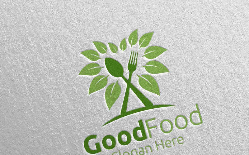 Modelo de logotipo de comida saudável para restaurante ou café 4