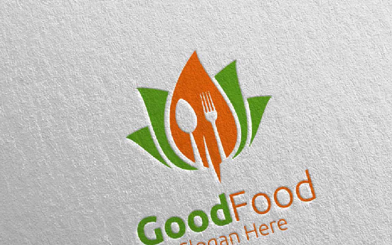 Download Шаблон логотипа "Healthy Food  for Restaurant or Cafe 5 Logo Template" / Healthy Food  for Restaurant or Cafe 5 Logo Template - Шаблон логотипа на тему графика food logo fork fresh cafe catering chef cooking restaurant knife diet eat eco green kitchen vegetarian spoon supplement nutrition vegan