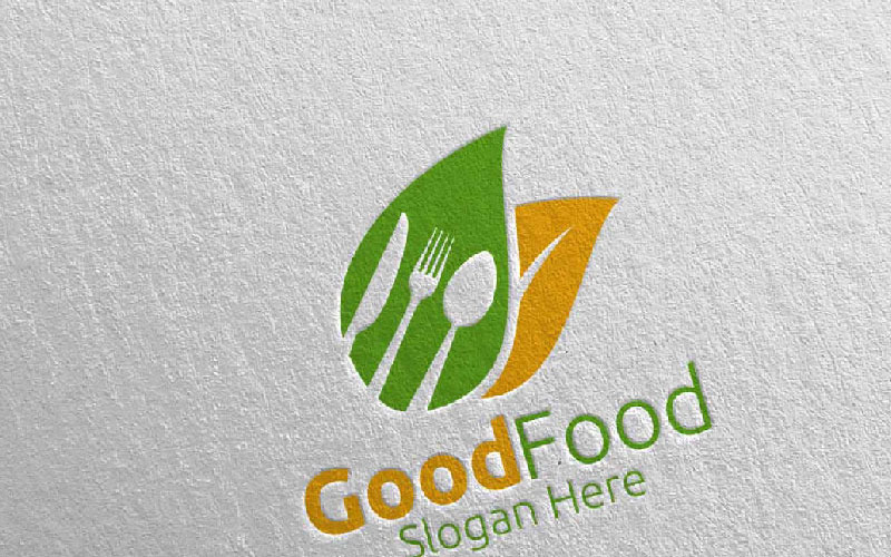 Download Шаблон логотипа "Healthy Food for Restaurant or Cafe 6 Logo Template" / Healthy Food for Restaurant or Cafe 6 Logo Template - Шаблон логотипа на тему графика food logo fork fresh cafe catering chef cooking restaurant knife diet eat eco green kitchen vegetarian spoon supplement nutrition vegan