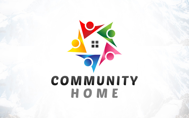 Красочный логотип социальной коммуникации Home Community