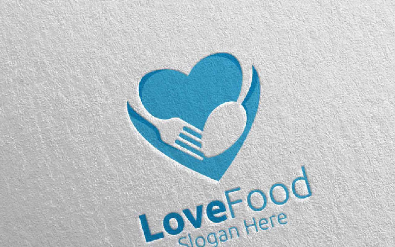 Download Шаблон логотипа "Love Healthy Food for Restaurant or Cafe 11 Logo Template" / Love Healthy Food for Restaurant or Cafe 11 Logo Template - Шаблон логотипа на тему графика food logo fork fresh cafe catering chef cooking restaurant knife diet eat eco green kitchen vegetarian spoon supplement nutrition love